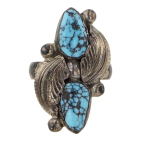 Vintage Navajo Spiderweb Turquoise Ring