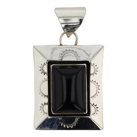 Navajo Black Onyx Shadow Box Pendant
