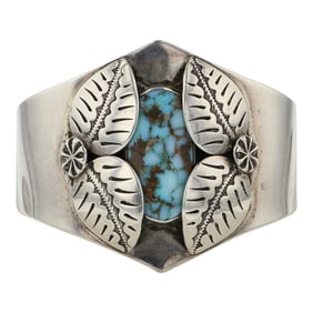 Steve Yellowhorse Navajo Royston Turquoise Cuff Bracelet
