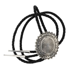 Navajo Sterling Silver Stamp-Work Bolo Tie