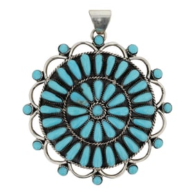 Bahe Navajo Kingman Turquoise Cluster Pendant