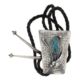 Vintage Navajo Morenci Turquoise Bolo Tie