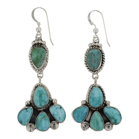 Chris Charley Navajo Nevada Turquoise Earrings