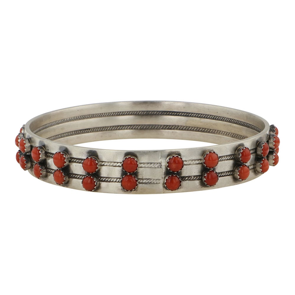 Paul Livingston Navajo Mediterranean Coral Bangle Bracelet (1 of 3)