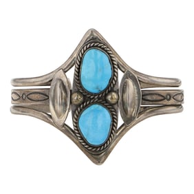 Paul Lujan Navajo Kingman Turquoise Cuff Bracelet