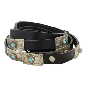 Vintage Navajo Kingman Turquoise Small Concho Belt