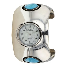 Navajo Kingman Turquoise Shadowbox Watch Bracelet