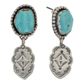 Cordell Platero Navajo Nevada Turquoise Earrings