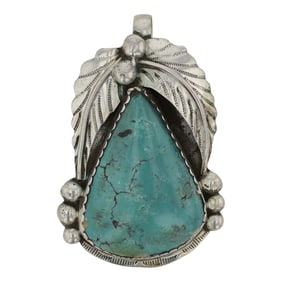 Vintage Navajo Turquoise Leaf work pendant