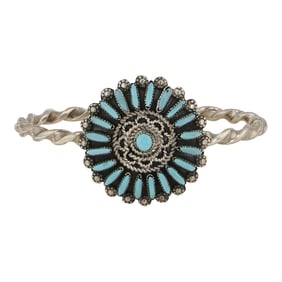 Zuni Kingman Turquoise Needlepoint Bracelet