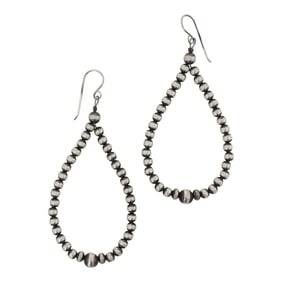 Navajo Oxidized Beads Hoop Earrings