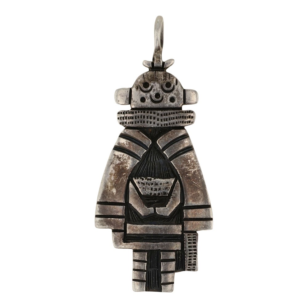 Marvi Lucas Hopi Pendant: Sterling Silver | | Marvi Lucas Hopi Pendant | Navajo Native American Southwest Indian Jewelry | Good (no breaks or damages) | Approximate Weight: 4 Grams | Pendant: .5" x 1.5" | Signed: ML