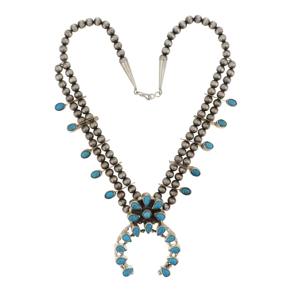 RB Navajo Kingman Turquoise Squash Blossom Necklace (1 of 3)