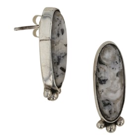 Lee Sandoval Navajo White Buffalo Earrings