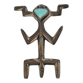 Vintage Navajo Turquoise Sandcast Pin