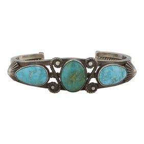 Vintage Navajo Blue Gem Turquoise Bracelet