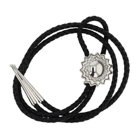 Navajo Plain Silver Stamp-Work Bolo Tie