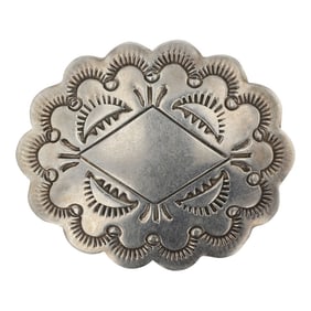 Vintage Navajo Plain Silver Stamp-Work Pin