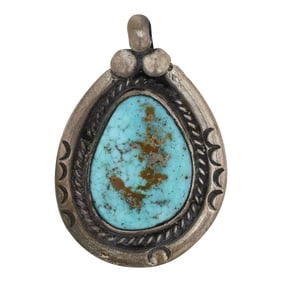 Vintage Navajo Nevada Turquoise Pendant