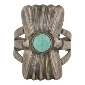 Vintage Navajo Nevada Turquoise Sandcast Ring