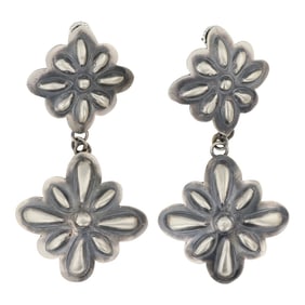 Tim Yazzie Navajo Plain Silver Bump out Earrings