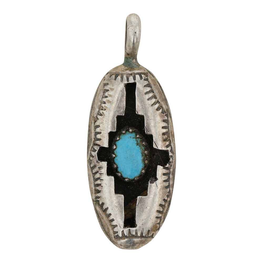 Navajo Kingman Turquoise Shadowbox Pendant (1 of 2)