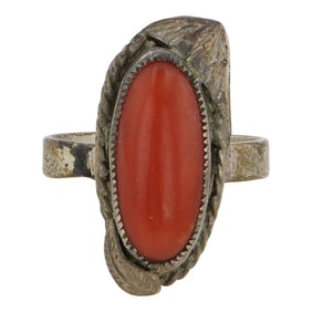 Vintage Navajo Mediterranean Coral Ring