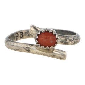 Vintage Navajo Mediterranean Coral Adjustable Ring