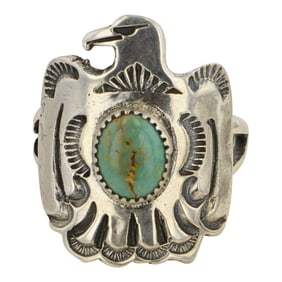 RB Navajo Menassa Turquoise Thunderbird Ring