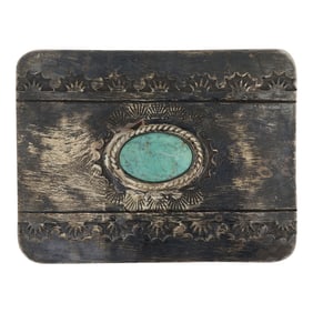 Vintage Navajo Nevada Turquoise Belt Buckle