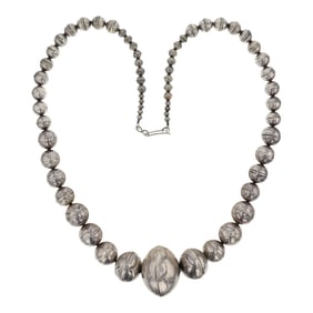 Vintage Stamped Bench Beads Graduated Necklace