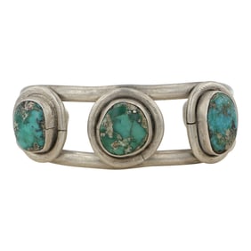 Vintage Navajo Nevada Turquoise Cuff Bracelet