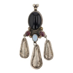 Navajo Garnet Onyx & Synthetic Opal Pendant