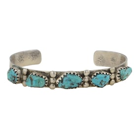 Navajo Vintage Kingman Turquoise Cuff Bracelet