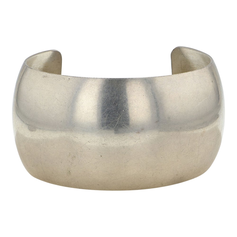 Vintage Navajo Plain Silver Domed Wide Cuff Bracelet (1 of 3)