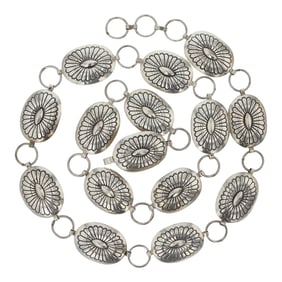 Marcella James Navajo Plain Silver Stamp-Work Link Concho Belt