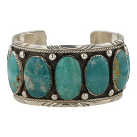 Navajo Menassa Turquoise Large Cuff Bracelet