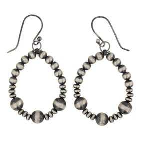 Navajo Oxidized Beads Hoop Earrings