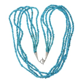 Navajo Four Strand Kingman Turquoise Necklace