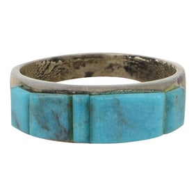 Vintage Navajo Turquoise Inlay Ring