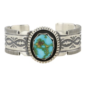 Mark Yazzie Navajo Sonoran Gold Turquoise Intricate Bracelet