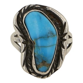 Vintage Navajo Blue Gem Turquoise Ring