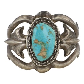 Vintage Navajo Blue Ridge Turquoise Sandcast Cuff Bracelet