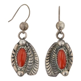 Vintage Navajo Mediterranean Coral Earrings
