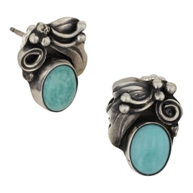 Lydia Begay Navajo Compitos Turquoise Earrings