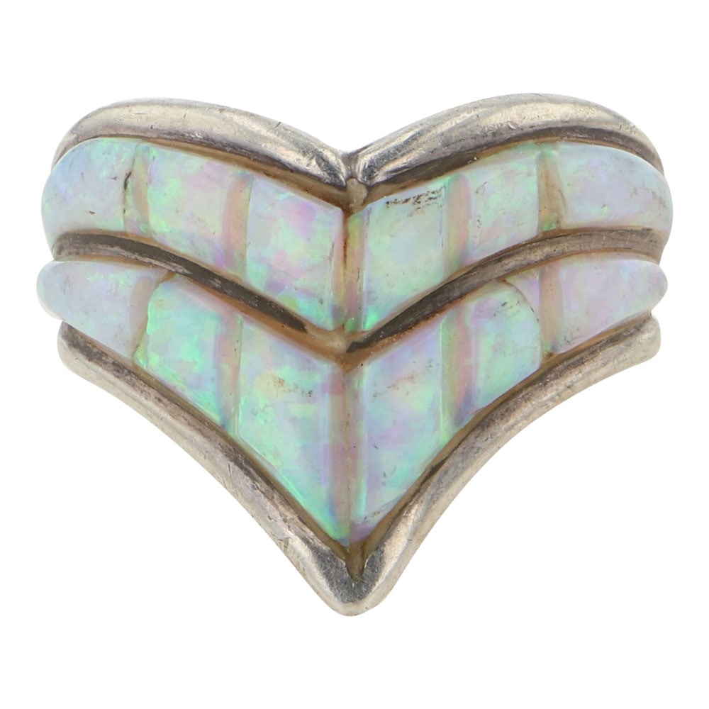 Silver Ray Southwest shop Synthetic Opal Inlay Ring (1 of 3)