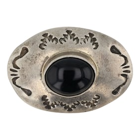 Vintage Navajo Black Onyx Pin