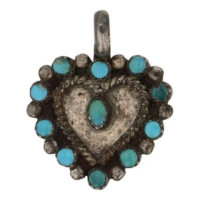 Vintage Navajo Turquoise Heart Pendant