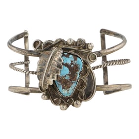 Vintage Navajo Nevada Turquoise Cuff Bracelet