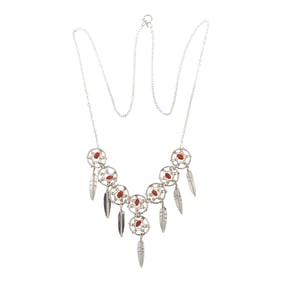 Navajo Coral Dream Catcher Necklace